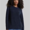 Women's ribbed knitted sweater navy