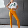 Women's ribbed mustard cotton leggings