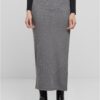 Women's ribbed skirt with high slit gray