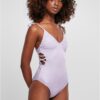 Women's ribbed swimsuit lilac
