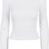 Women's ribbed turtleneck with long sleeves white
