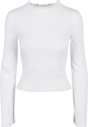 Women's ribbed turtleneck with long sleeves white