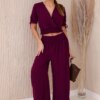 Women's set blouse + trousers - burgundy