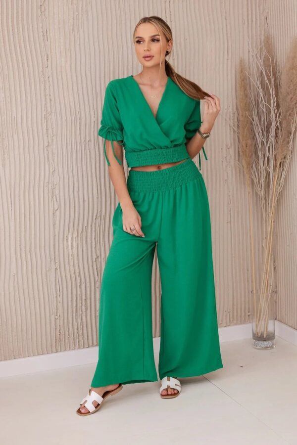 Women's set blouse + trousers - green