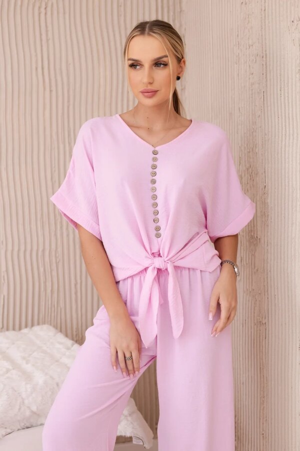 Women's set blouse + trousers - light pink