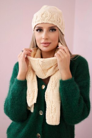 Women's set with scarf Adrianna K417 beige