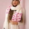 Women's set with scarf Anika K304 ecru + fuchsia