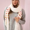 Women's set with scarf Anika K304 ecru + orange
