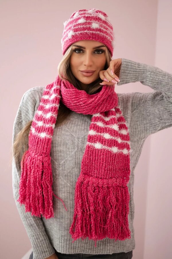 Women's set with scarf Anika K304 raspberry