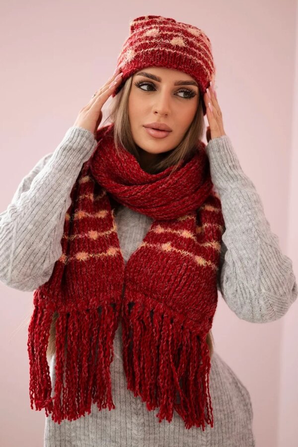 Women's set with scarf Anika K304 wine