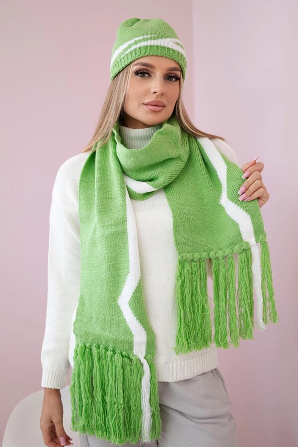 Women's set with scarf Jagna K356 pistachio
