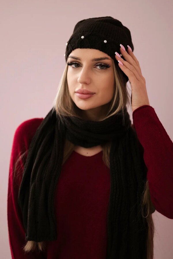 Women's set with scarf Melania K389 brown