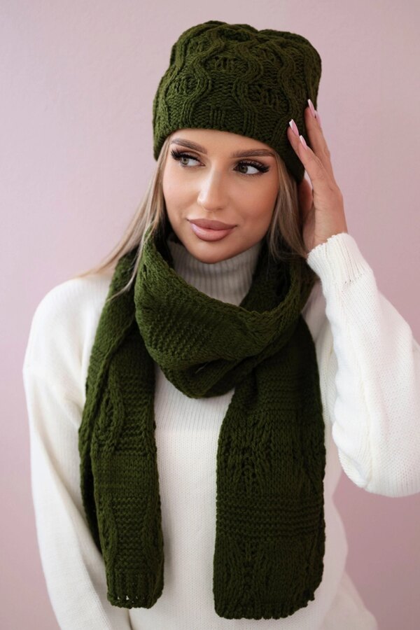 Women's set with scarf Michalina K415 khaki