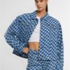 Women's shirt jacket 80's Oversized blue/light blue