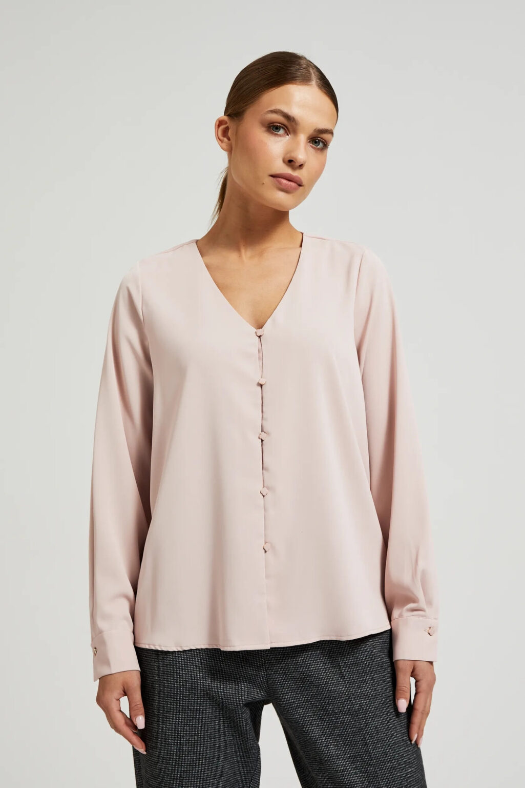 Women's shirt with decorative buttons MOODO - pink