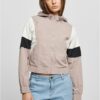 Women's short 3-color creased jacket dukrose/white sand/black