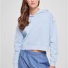 Women's short floral embroidery Terry Hoody balticblue