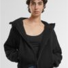 Women's short jacket with hood Sherpa black