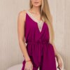 Women's short jumpsuit with decorative lace - plum
