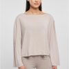 Women's short modal Bateau neckline with long sleeves in warm gray