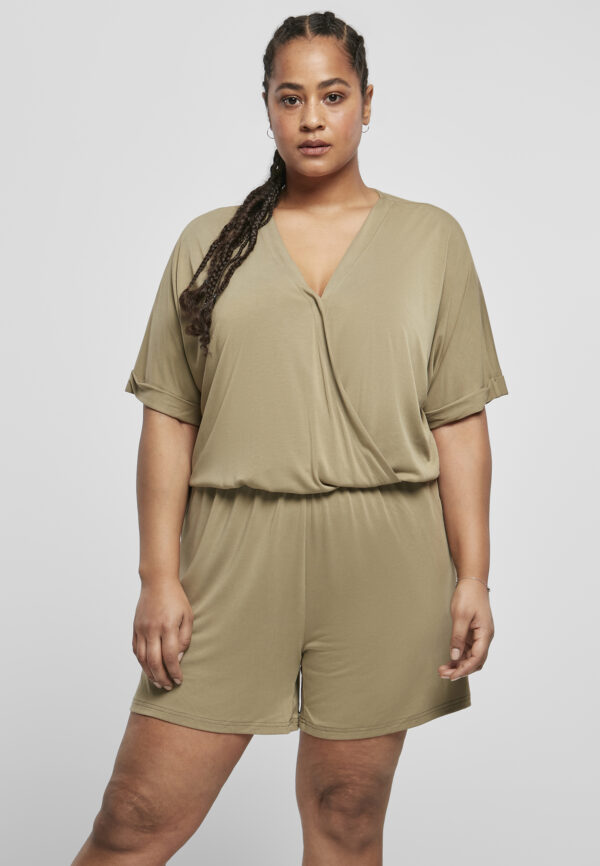 Women's short modal jumpsuit in khaki color