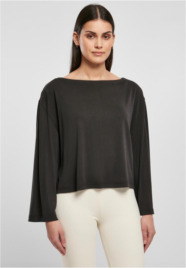 Women's short modal neckline Bateau with long sleeves
