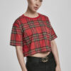 Women's short oversized T-shirt AOP Tartan red/bl