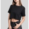 Women's short oversized T-shirt in black color