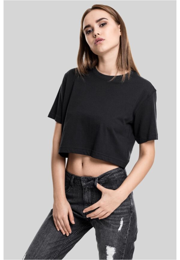 Women's short oversized T-shirt in black color