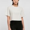 Women's short oversized T-shirt in light gray color