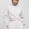 Women's short oversized hoodie with soft lilac