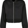 Women's short oversized jacket with zip black
