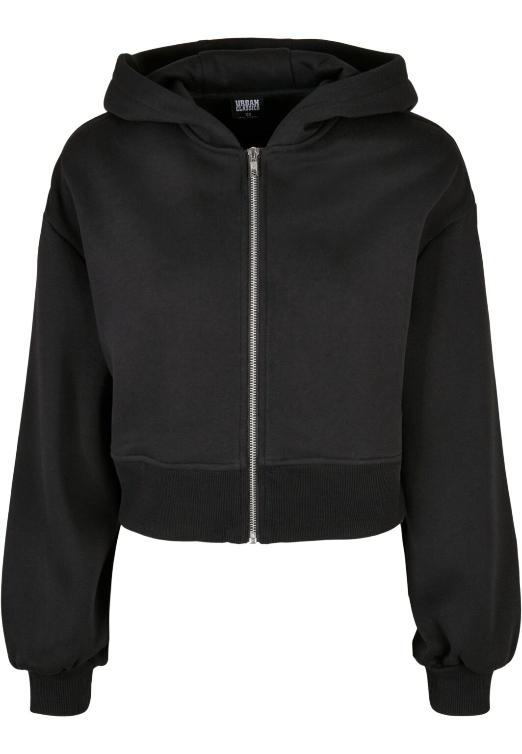 Women's short oversized jacket with zip black