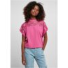 Women's short oversized lace T-shirt light purple color
