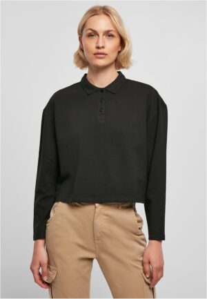 Women's short oversized polo with long sleeves black