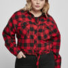 Women's short oversized shirt black/red