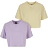 Women's short oversized t-shirt 2-pack lilac+yellow
