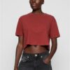 Women's short oversized t-shirt 2-pack white+rusty