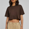 Women's short oversized t-shirt in brown color
