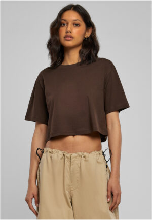 Women's short oversized t-shirt in brown color