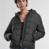 Women's short quilted jacket with hood black