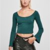 Women's short-ribbed V-neck jasper with long sleeves