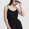 Women's short spaghetti jumpsuit in black color