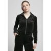 Women's short velvet hoodie with zipper