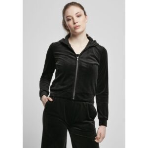 Women's short velvet hoodie with zipper