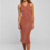 Women's sleeveless terracotta midi dress
