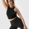Women's slim 4F crop top - black