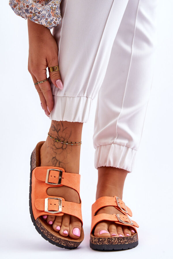 Women's slippers Cortina orange on cork sole
