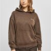 Women's small embroidery Terry Hoody brown