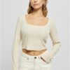 Women's soft grass with short ribs and long sleeves
